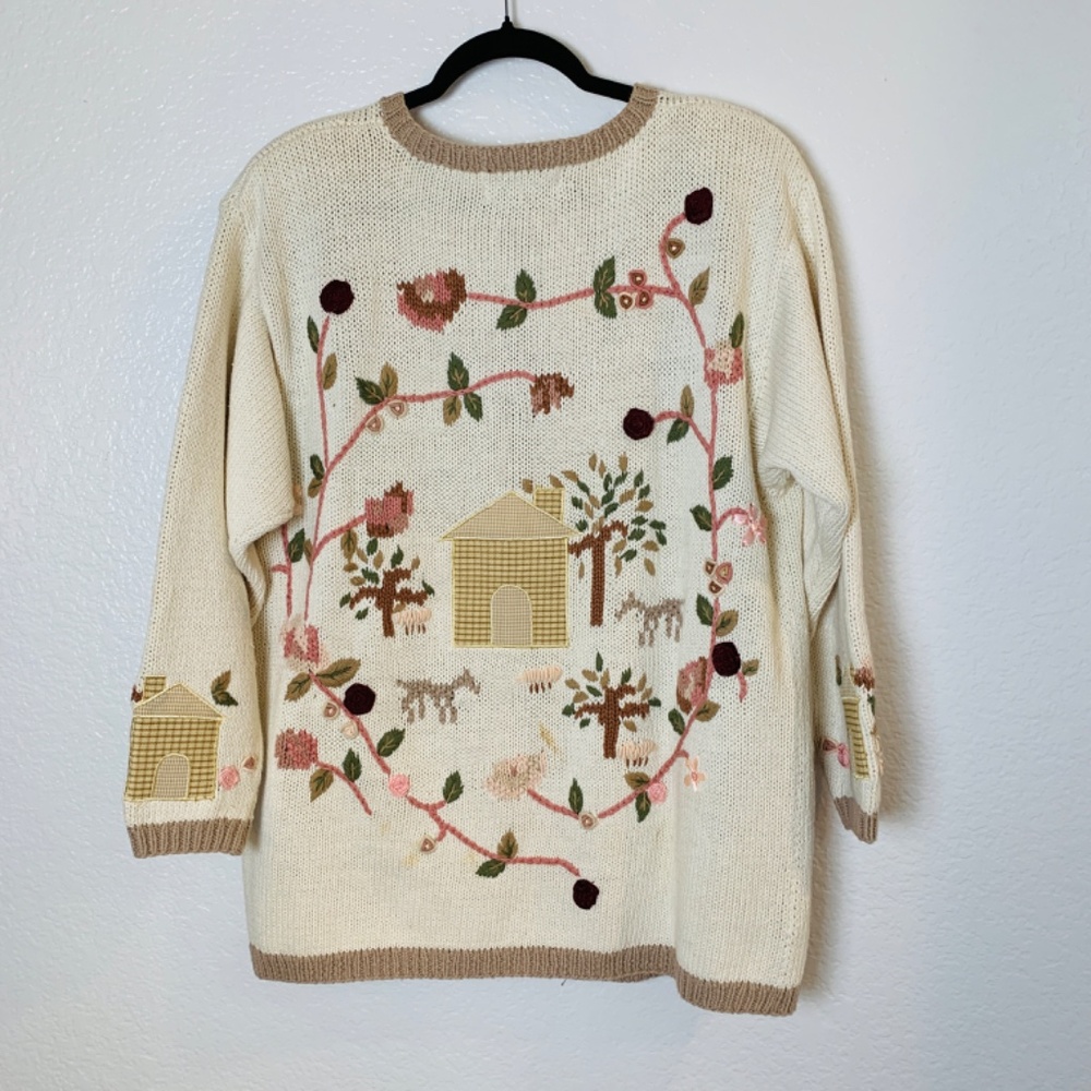 Vintage Alexa Grace Embroidered Sweater Cardigan Womens Large Cottagecore Floral - Picture 14 of 16